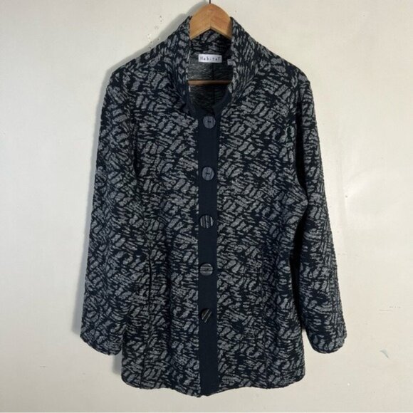Habitat Womens size L Textured Sweater Cardigan Jacket Blazer Lagenlook Artsy - Picture 1 of 10